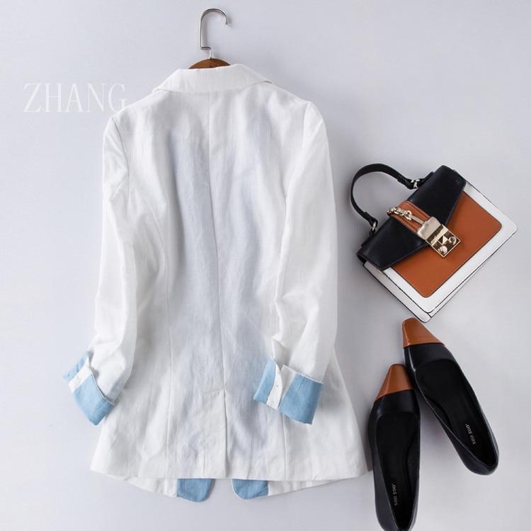 Her Shop Blazers Cotton Linen Single Button Casual Blazer Suit