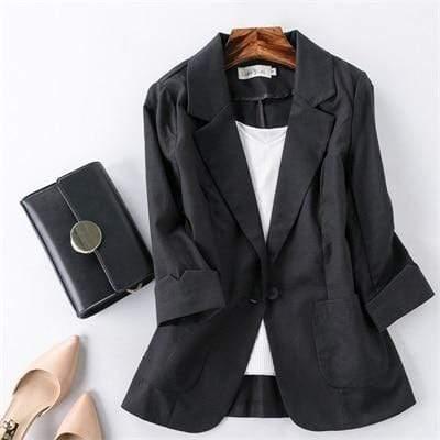 Ladies Candy-Color Linen Blazer - HER SHOP
