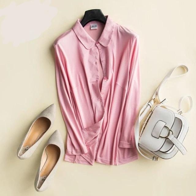 Heavy 100% Silk Knitted Silk Shirt - HER SHOP