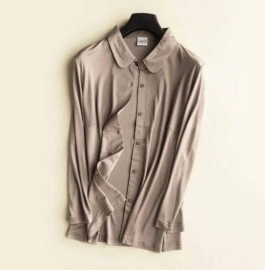 Heavy 100% Silk Knitted Silk Shirt - HER SHOP®