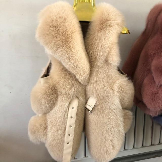 Her Shop Coats, Jackets & Blazers Khaki / XXXL Fur Bust 108 cm 2020 New Real Natural Fox Fur Vest