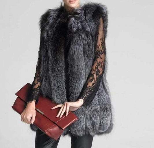 Her Shop Coats, Jackets & Blazers M European Celebrities Style High Fashion 100/100 Natural Fox Fur Vest - HER SHOP
