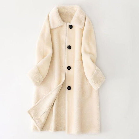 Winter Women Real Fur Coat Natural Sheep Shearing Fur Coats - HER SHOP