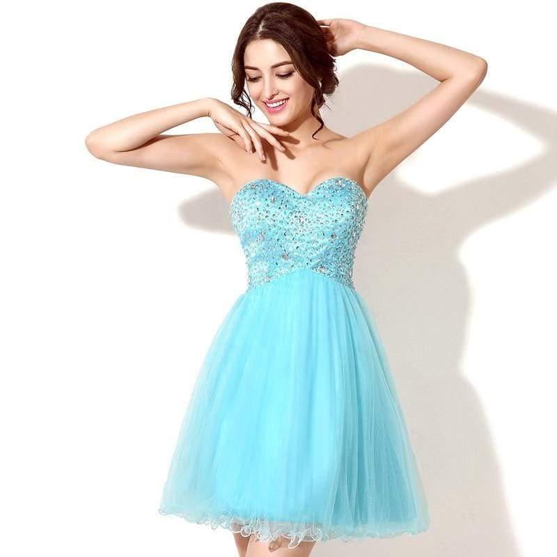Her Shop Crystal Sky Blue Short Homecoming Dresses
