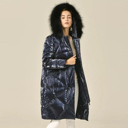 Down Jacket Woman Hooded 90% White Goose Down Women's Down Coats with Real Fox Her Shop - HER SHOP®