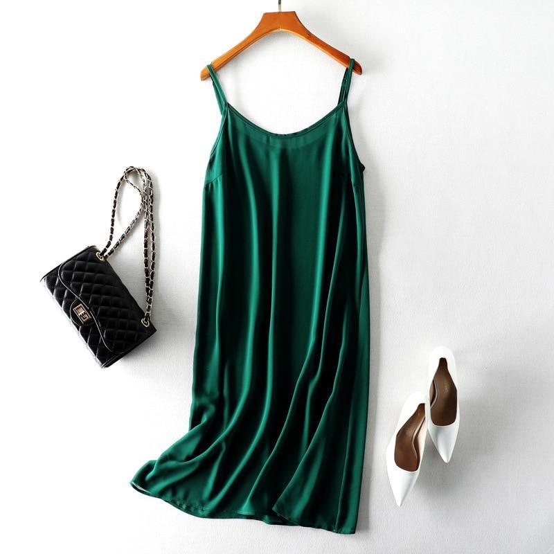 100% Real Silk Women Vintage Summer Dress