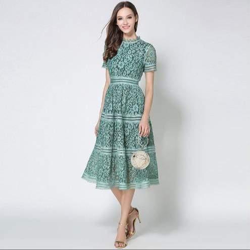 Her Shop Dress 2020 Summer Fashion Hollow Out Vintage Dress