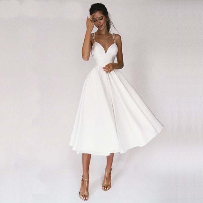 Custom Made A-Line Bridal Beach Short Wedding Dress Chic & Modern De HER SHOP Custom Made A-Line Bridal Beach Short Wedding Dress Chic & Modern De HER SHOP
