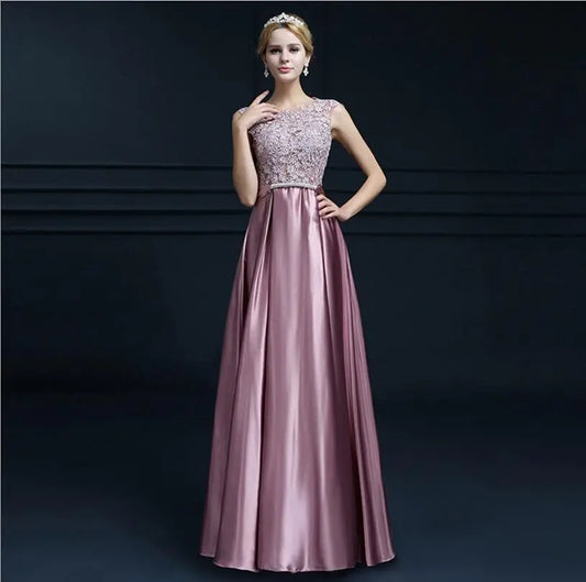 Her Shop Dress Pink / 6 A-line Chiffon Lace Wedding Party Dress - HER SHOP®