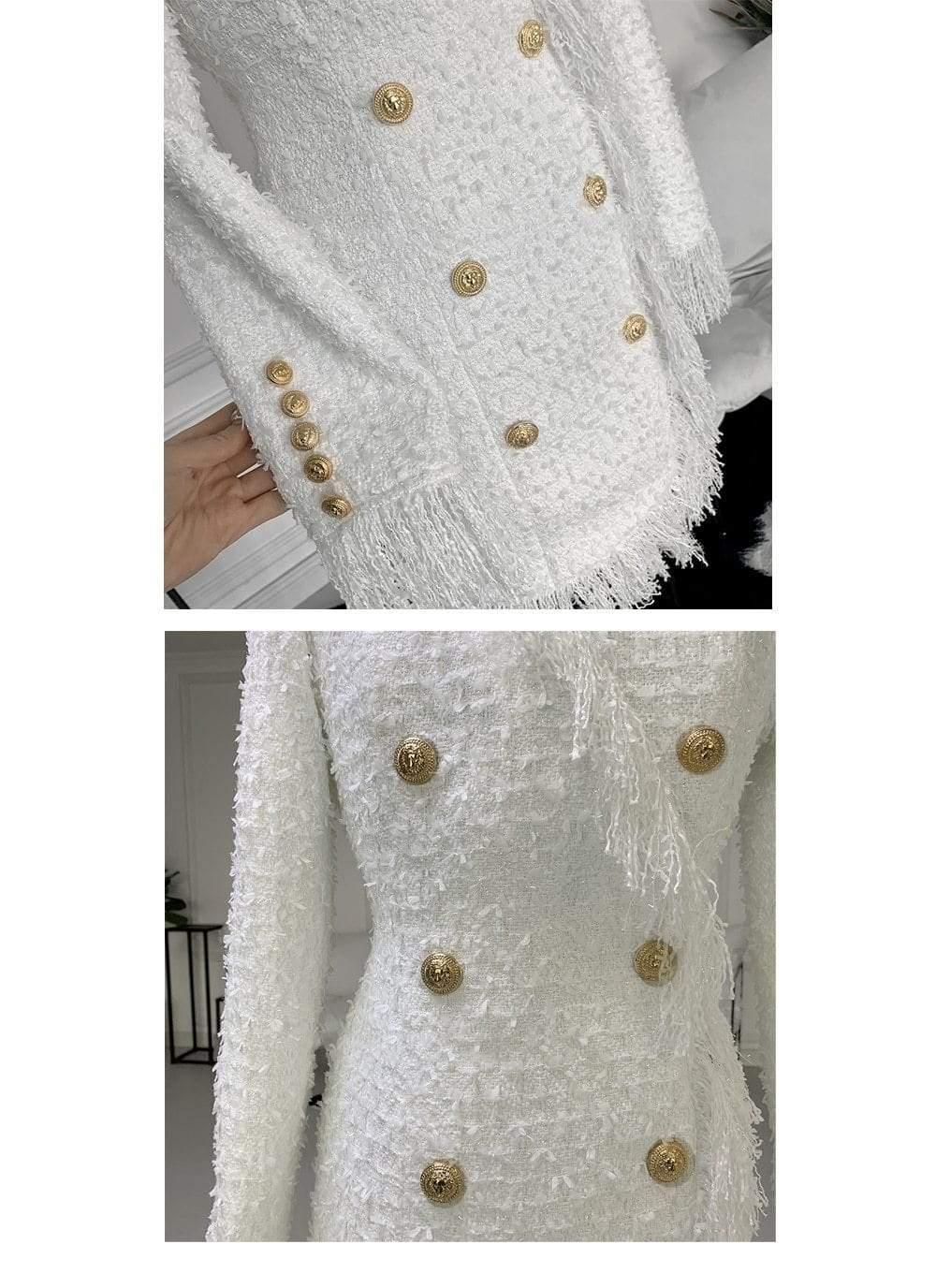 Her Shop Dress White / S /  Autumn Winter  High Quality Designer Slim Straight Dress