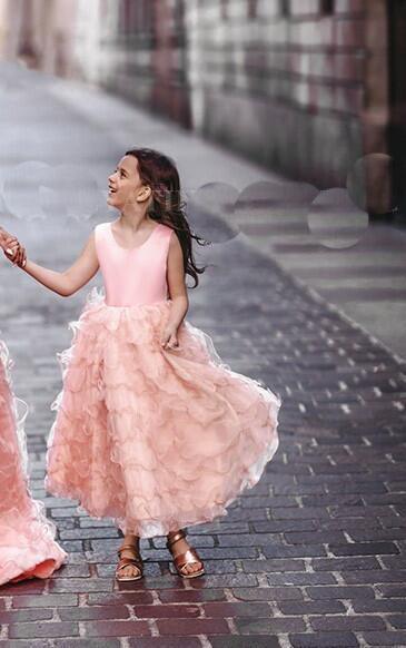 Her Shop Dress Coral Pink Tiered Ruffles Ball Mother Daughter Gown