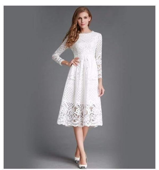 Elegant Lace Long Dress - HER SHOP