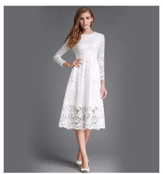 Elegant Lace Long Dress - HER SHOP®