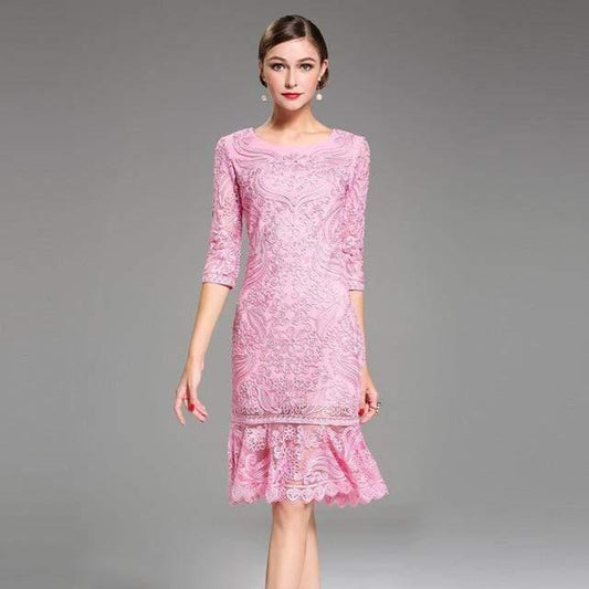 Fashion Lace Embroidery Mermaid Party Dress - HER SHOP