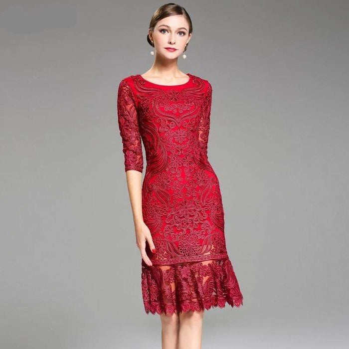 Fashion Lace Embroidery Mermaid Party Dress