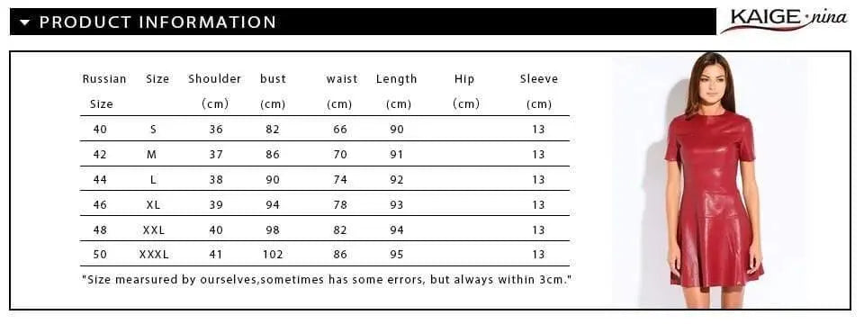 Women Fashion Leather A-Line O-Neck Dress Her Shop