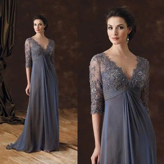 Plus Size Lace Applique Mother of Bride Dress - HER SHOP®