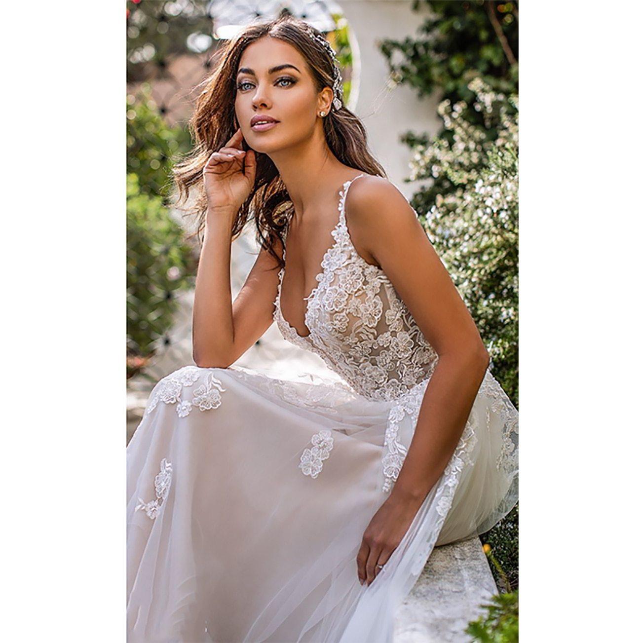 HER SHOP Dress Long Boho A Line Backless Wedding Dress