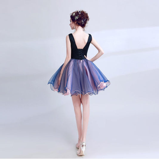 Luxury Elegant Famous Appliques Flowers Evening Party Dress (Short) - HER SHOP