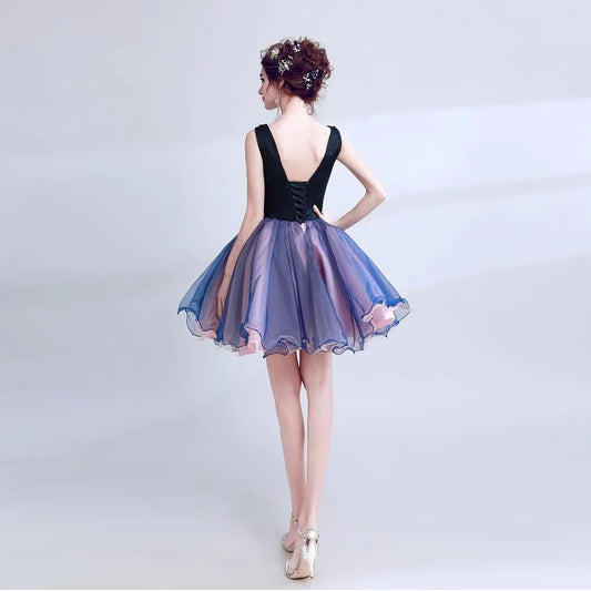 Luxury Elegant Famous Appliques Flowers Evening Party Dress (Short) - HER SHOP®