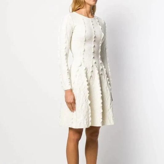 Top Quality White Jacquard Party Dress - HER SHOP®