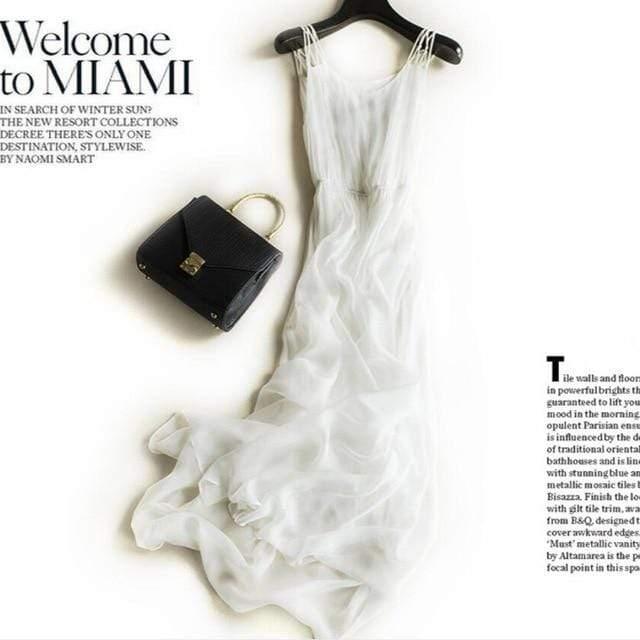 Her Shop Dresses White / S 100% Silk Spaghetti-Strap Beach Dress