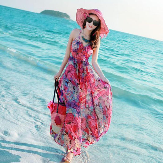 Boho Style Summer Beach Long Dress - HER SHOP