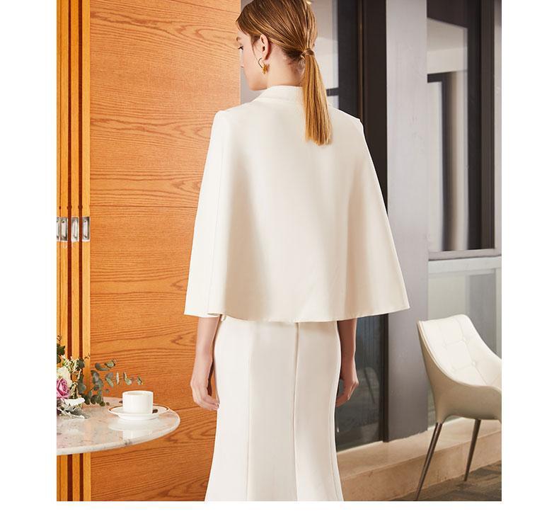 Her Shop Dresses Double Breasted Sleeveless White Ankle-Length Office Lady Dress