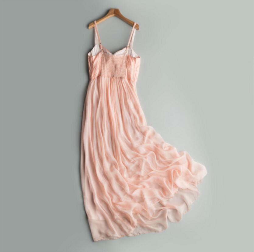 Elegant Pink Beach Dress 100% Silk