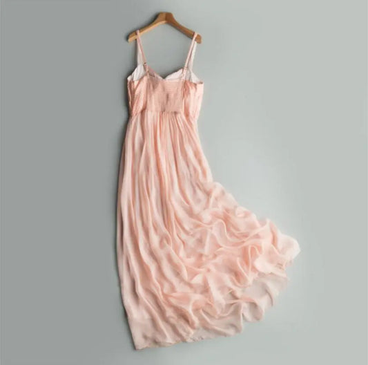 Elegant Pink Beach Dress 100% Silk - HER SHOP®