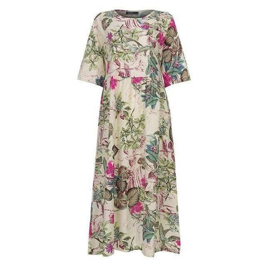 Vintage Floral Printed Dress - HER SHOP