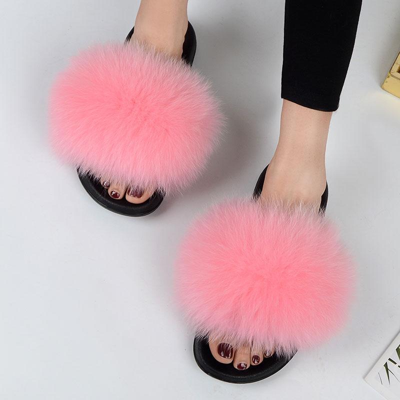 Women's Casual Real Fox Fur Slippers