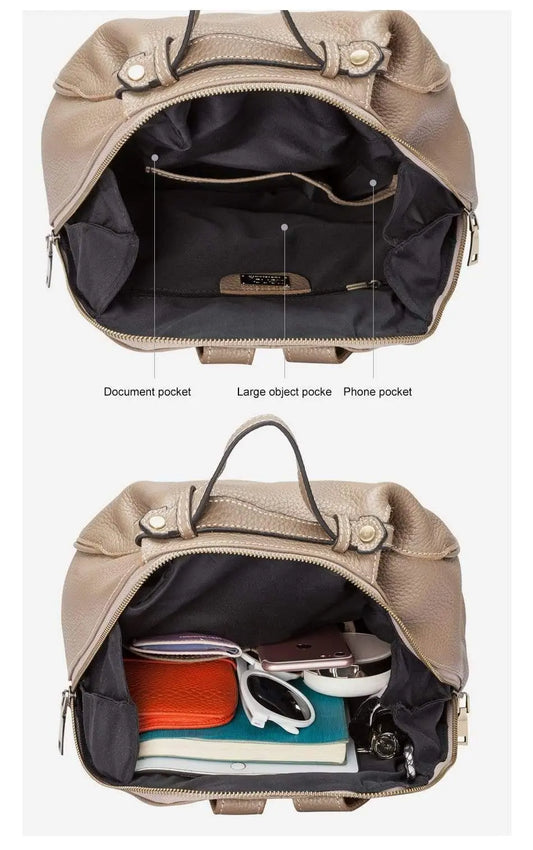 Large Capacity Cow Leather Female Bag - HER SHOP®