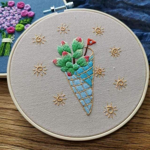 Easy Flower Embroidery DIY Kit