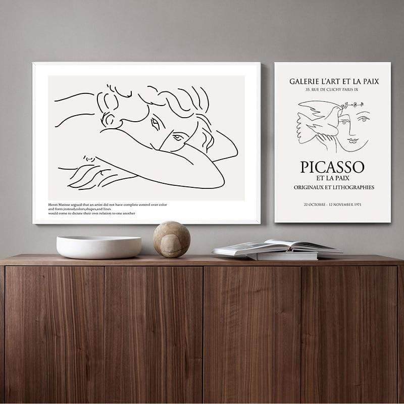 Hand-Drawn Picasso Matisse Inspired Art Line Drawing