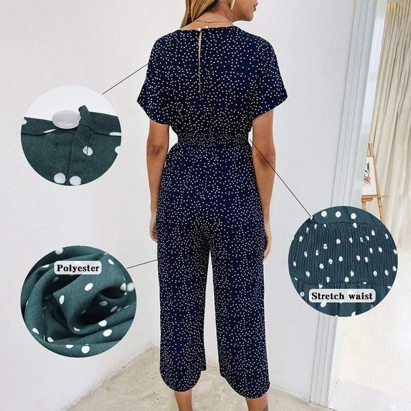 Summer Casual Print V-neck Romper