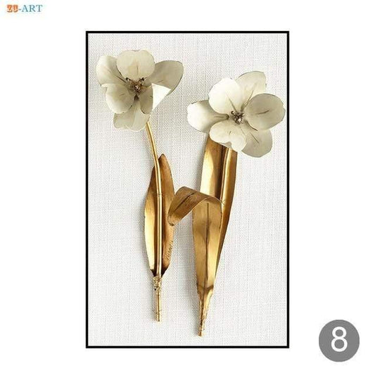 Minimalist Canvas Painting Golden Lilac Hyacinth Orchid Tulip Botanical Prints - HER SHOP