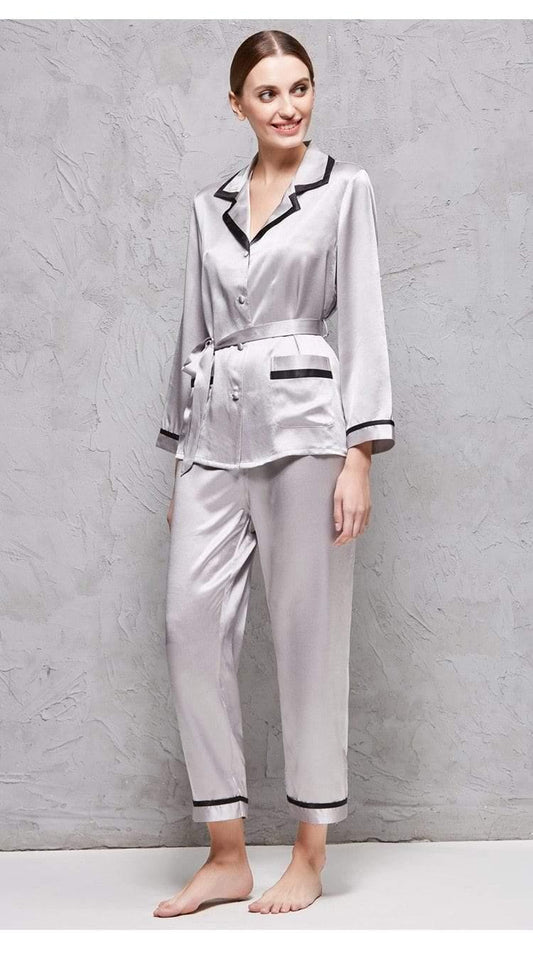 High-end 100% Mulberry Silk Pajama Suit - HER SHOP