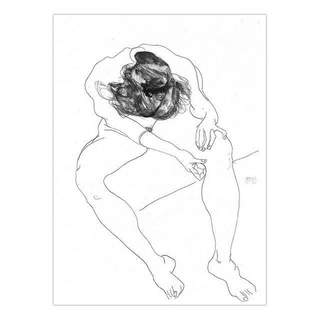 Her Shop Posters 15x20cm NO Frame / K05366 Austrian Egon Schiele Line Figure Painting Posters