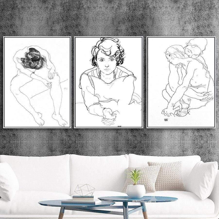 Her Shop Posters 15x20cm NO Frame / K05366 Austrian Egon Schiele Line Figure Painting Posters