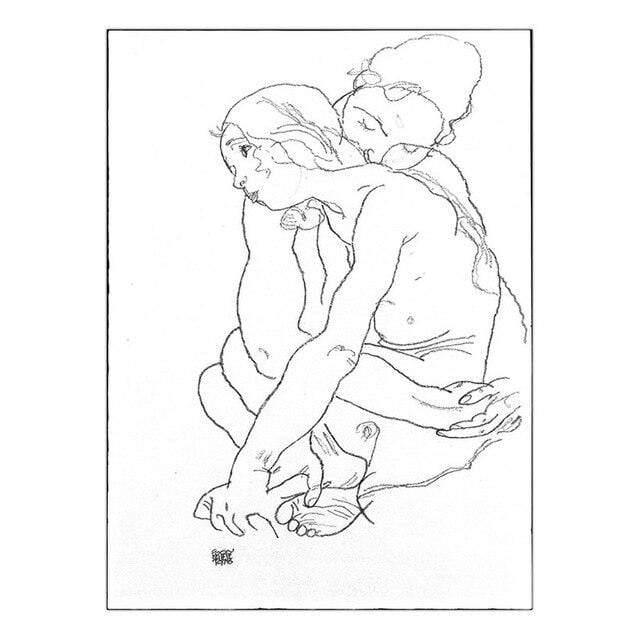 Her Shop Posters 15x20cm NO Frame / K05366 Austrian Egon Schiele Line Figure Painting Posters