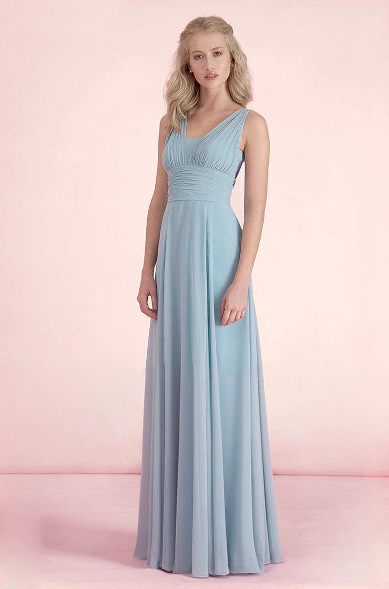 Candy Color Ruffles Chiffon A-Line Lace Up Sleeveless Bridesmaid Dresses