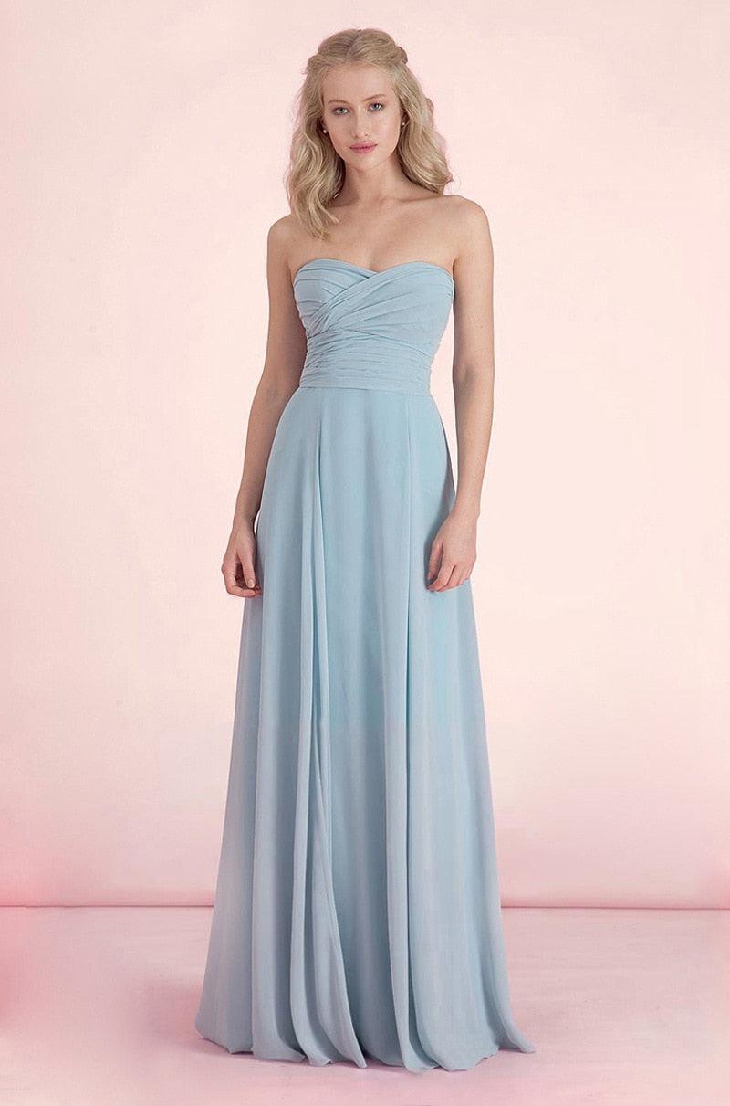 Candy Color Ruffles Chiffon A-Line Lace Up Sleeveless Bridesmaid Dresses