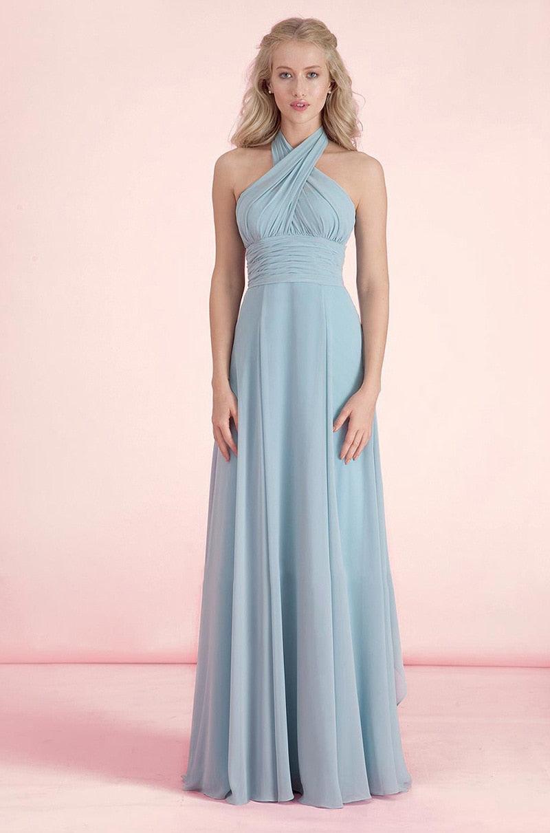 Candy Color Ruffles Chiffon A-Line Lace Up Sleeveless Bridesmaid Dresses