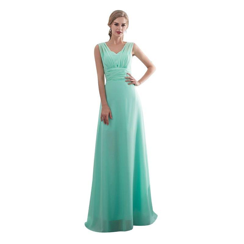 Candy Color Ruffles Chiffon A-Line Lace Up Sleeveless Bridesmaid Dresses