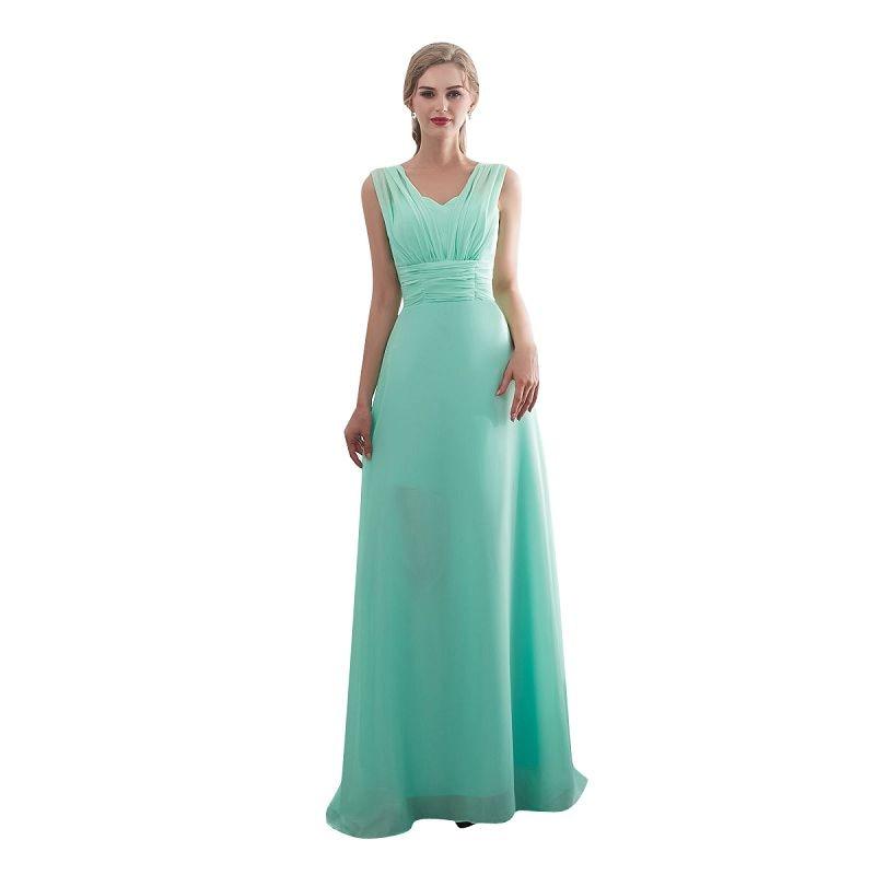 Candy Color Ruffles Chiffon A-Line Lace Up Sleeveless Bridesmaid Dresses