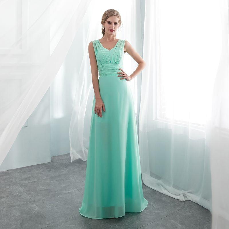 Candy Color Ruffles Chiffon A-Line Lace Up Sleeveless Bridesmaid Dresses