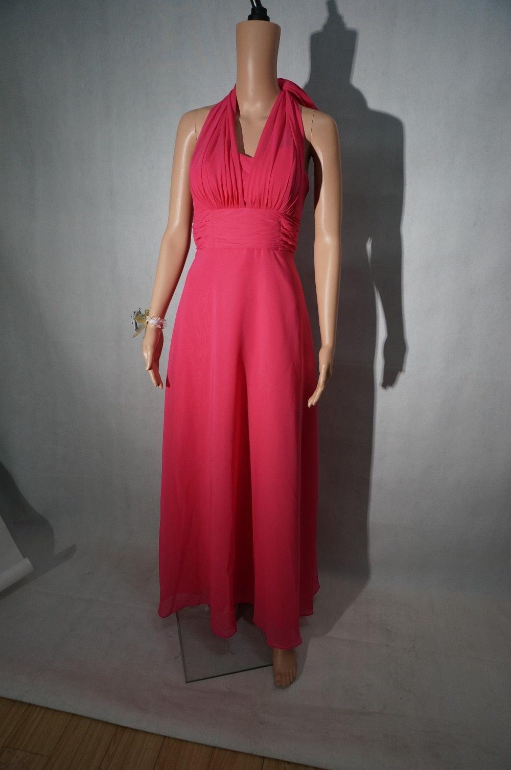 Candy Color Ruffles Chiffon A-Line Lace Up Sleeveless Bridesmaid Dresses