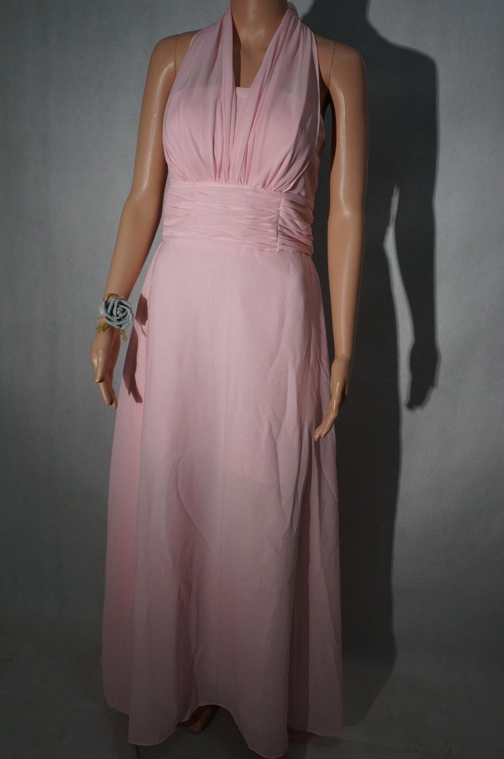 Candy Color Ruffles Chiffon A-Line Lace Up Sleeveless Bridesmaid Dresses