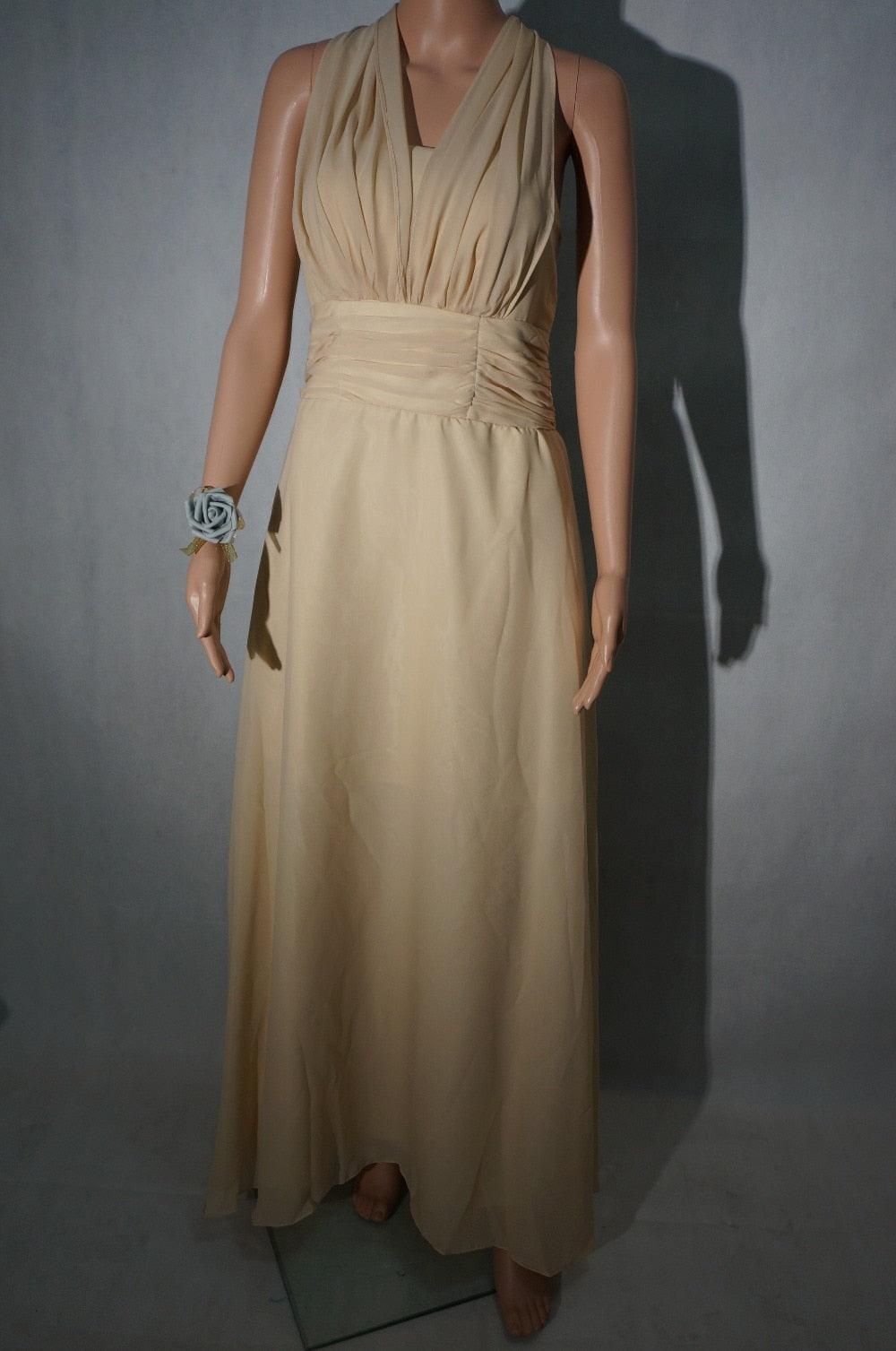 Candy Color Ruffles Chiffon A-Line Lace Up Sleeveless Bridesmaid Dresses